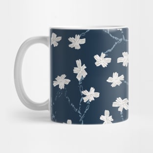 Indigo Tie Dye Fabric Flower Patterns Mug